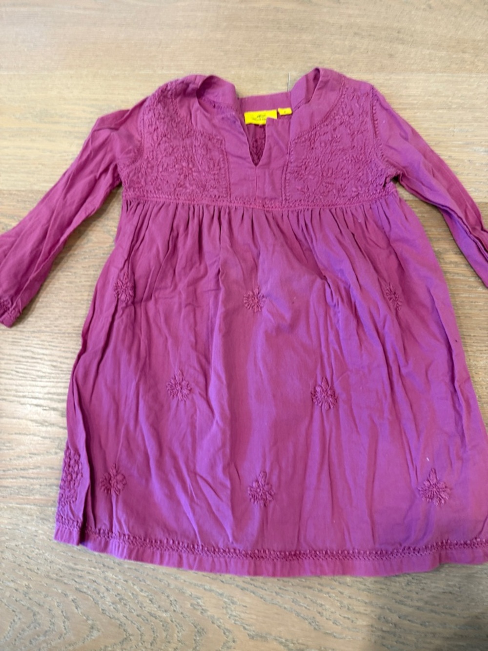 Roller Rabbit Magenta Embroidered Long-Sleeve Tunic